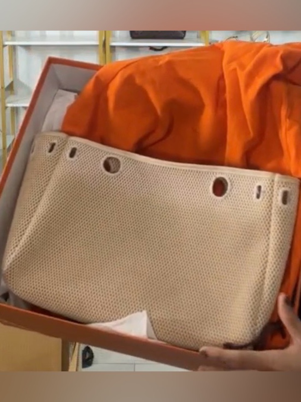 Hermes’ canvas insert for Her bag large size with Hermes’ box, dustbag, ribbons